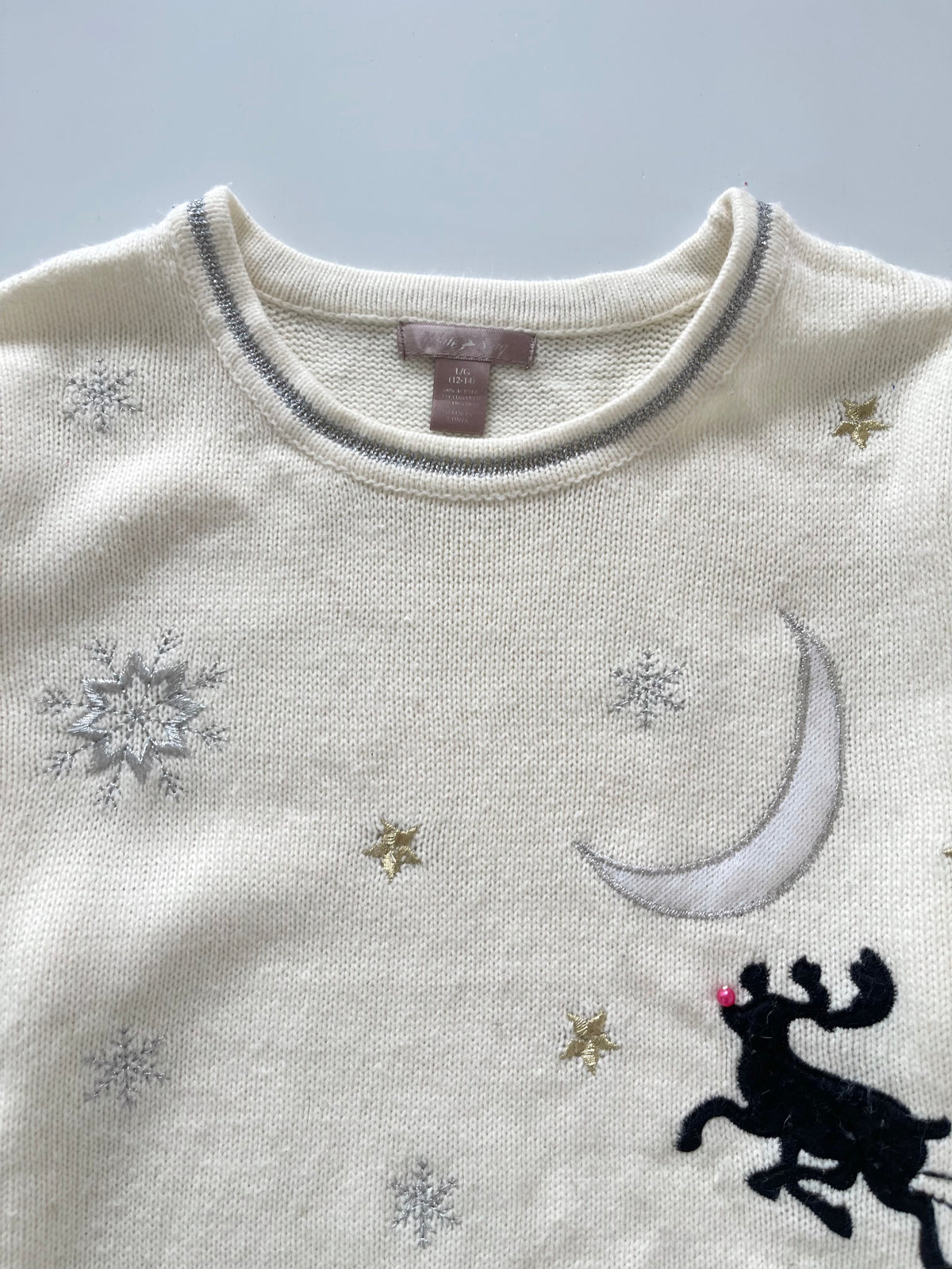 White Stag Embroidered Christmas Sweater-Bust 42