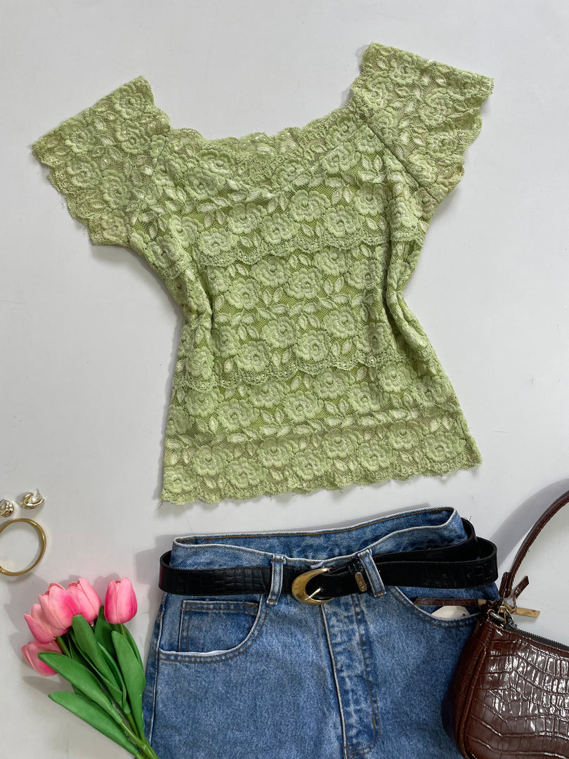 Green Lace Top-Bust 30 to 32