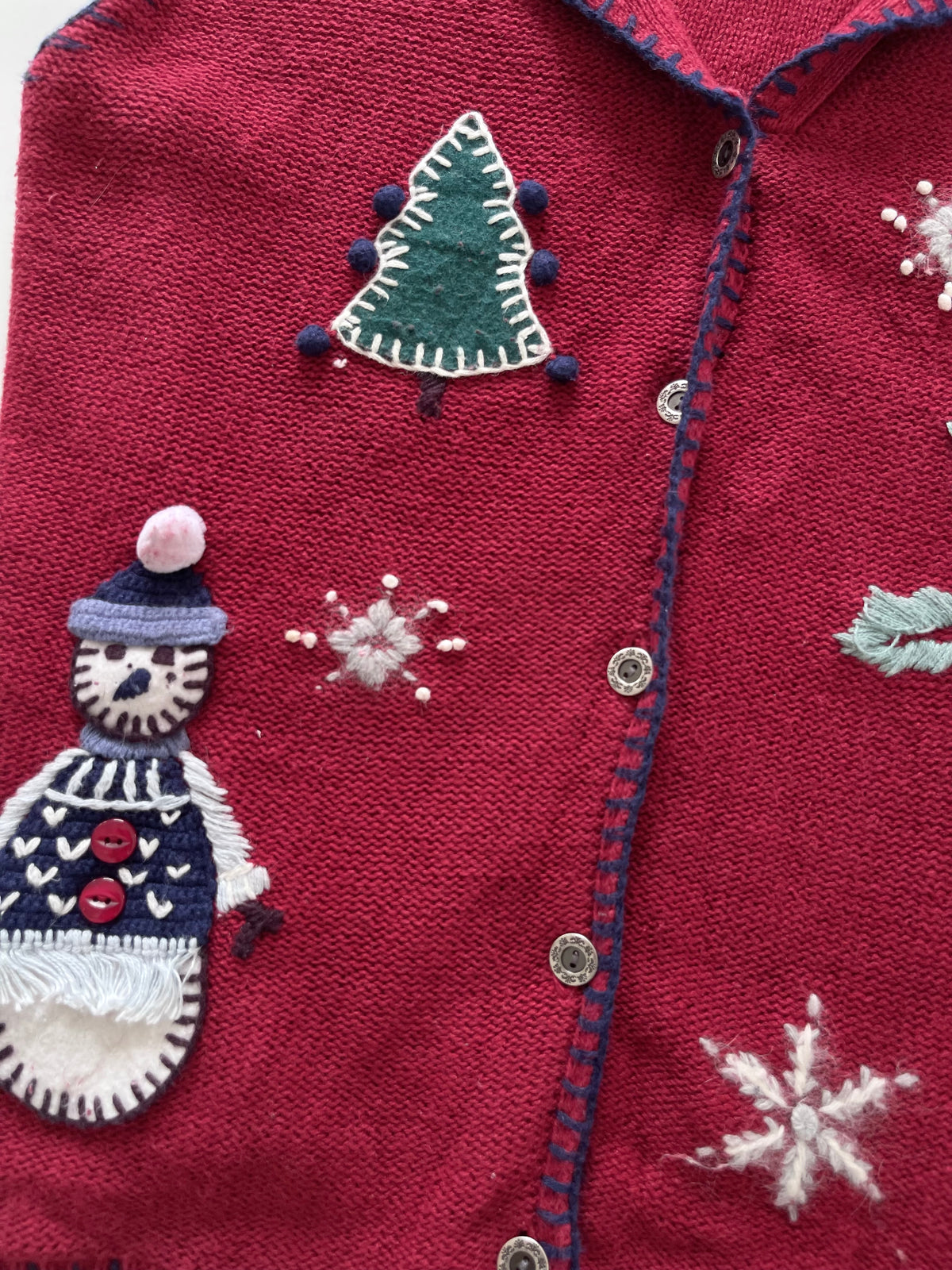 North Crest Embroidered Christmas Vest Sweater-Bust 44