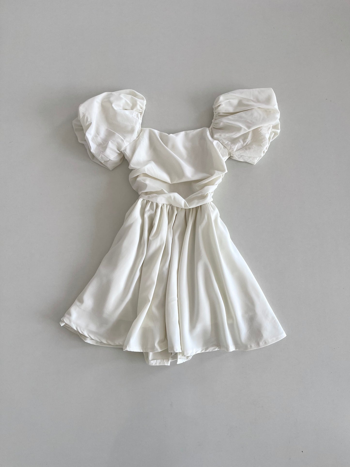 White Puff Sleeve Dress-Bust 28