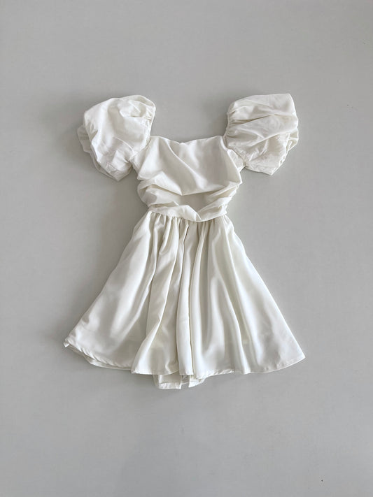 White Puff Sleeve Dress-Bust 28