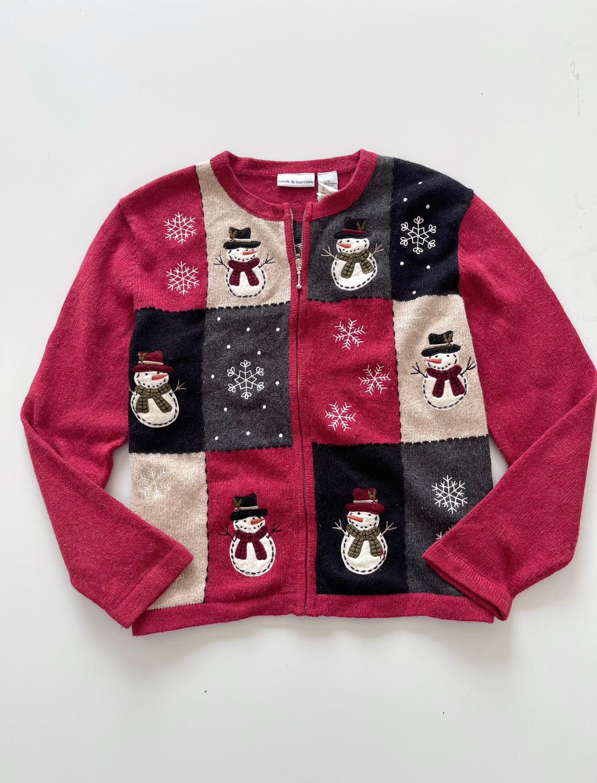 Croft&Barrow Christmas Embroidered Zipper Sweater-Bust 48