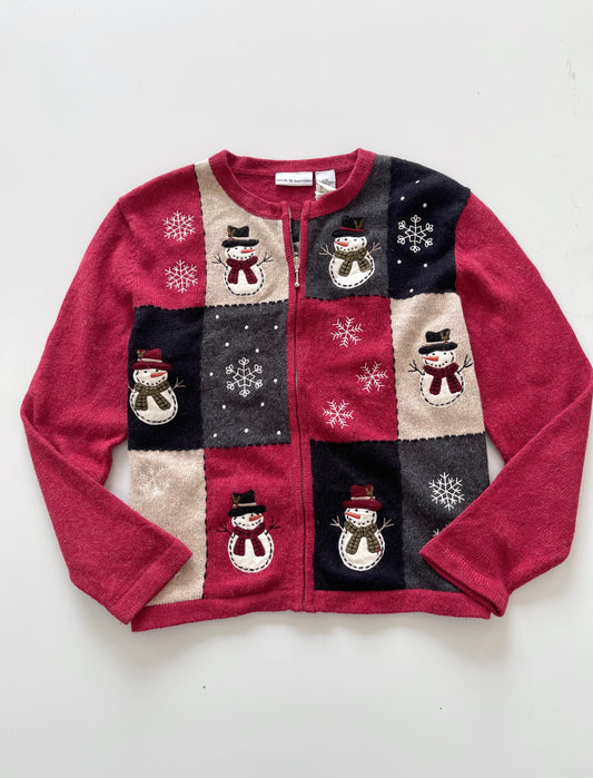 Croft&Barrow Christmas Embroidered Zipper Sweater-Bust 48