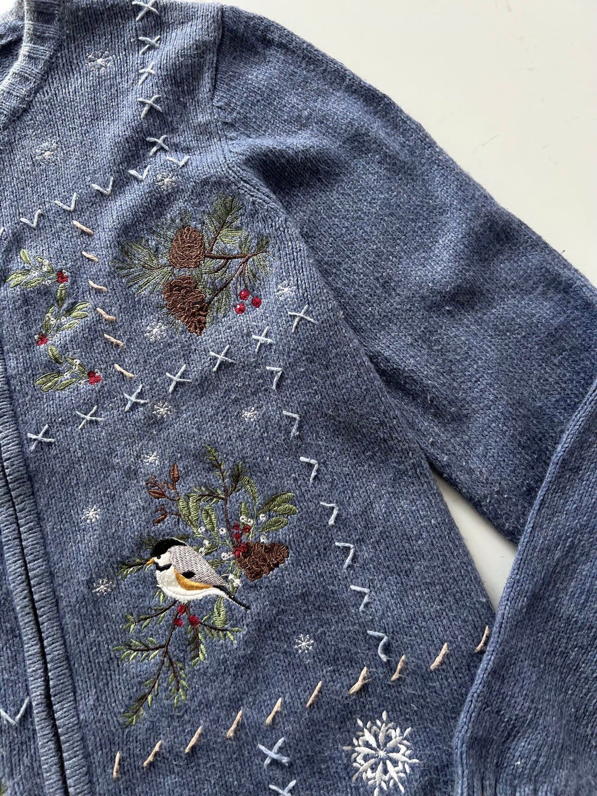 Croft&Barrow Embroidered Zipper Sweater-Bust 44
