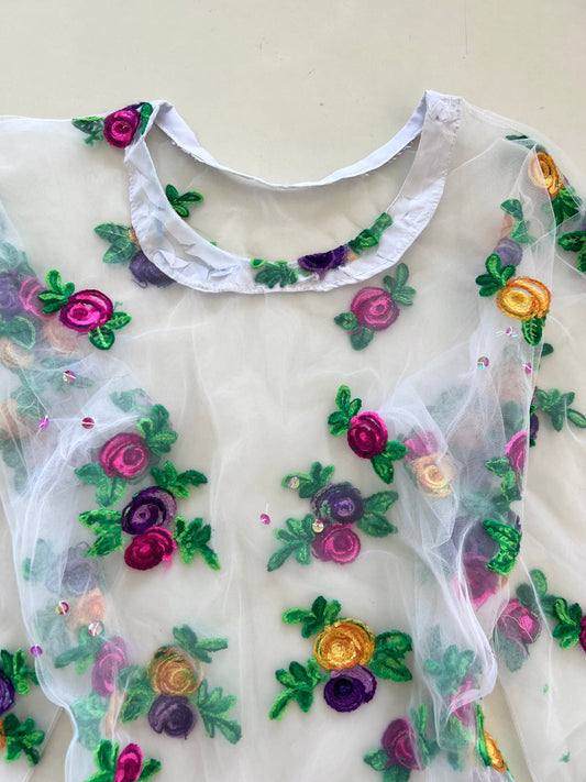 Embroidered Sheer Top-Bust 48