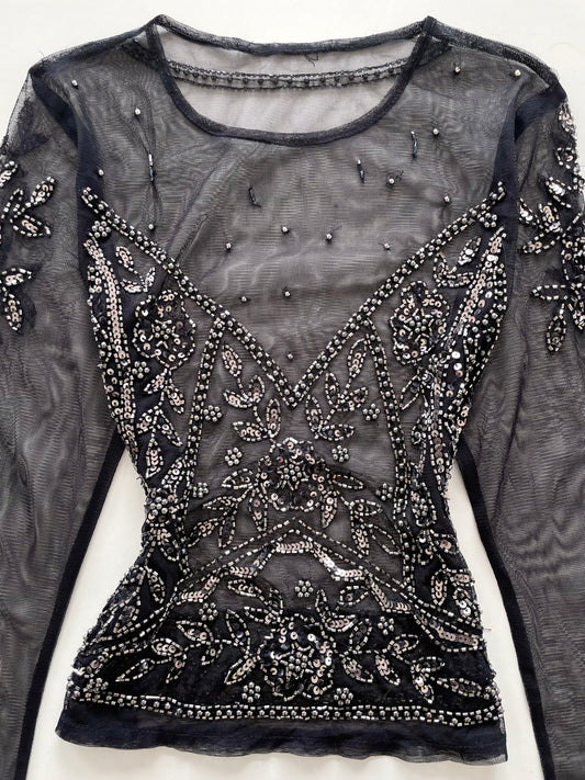 Heavily Embroidered Sheer Top-Bust 32 to 34