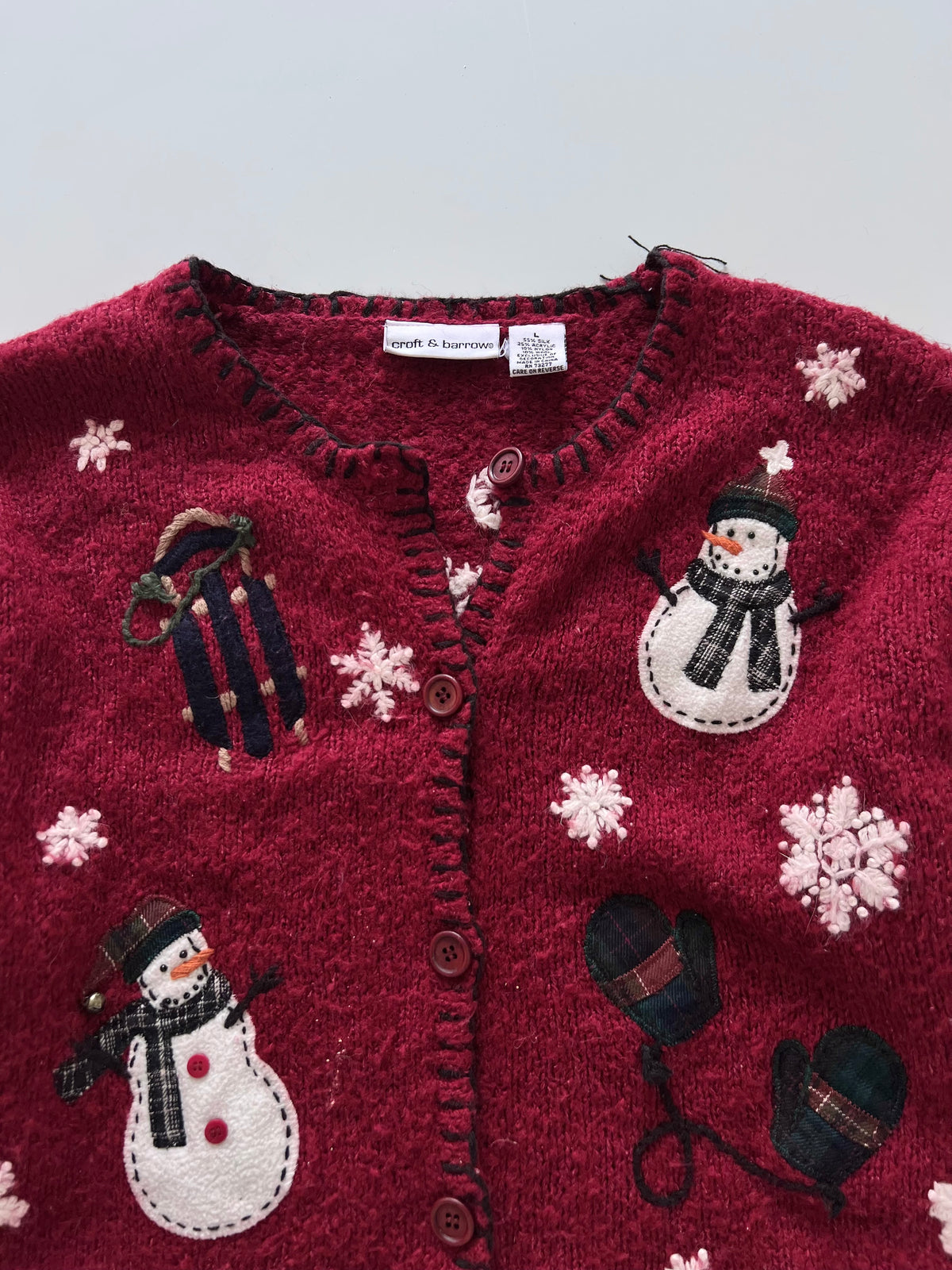 Croft&Barrow Embroidered Christmas Cardigan Sweater-Bust 46