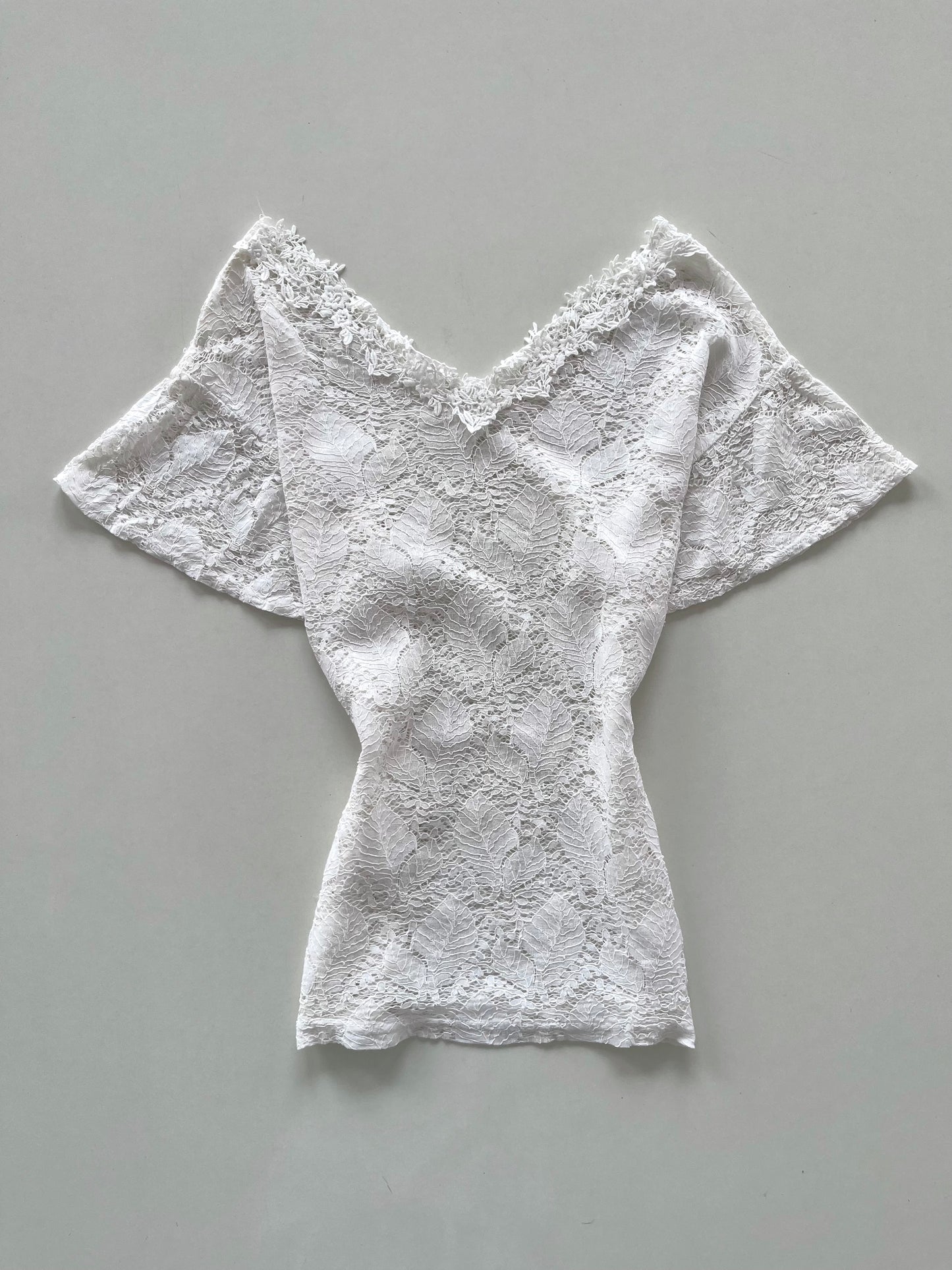 V-Neck Sheer Lace Top-Bust38