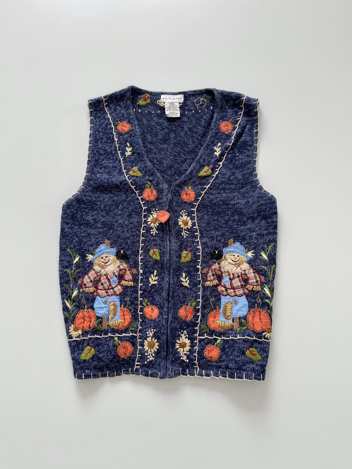White Stag Embroidered Christmas Vest Zipper -Bust 44