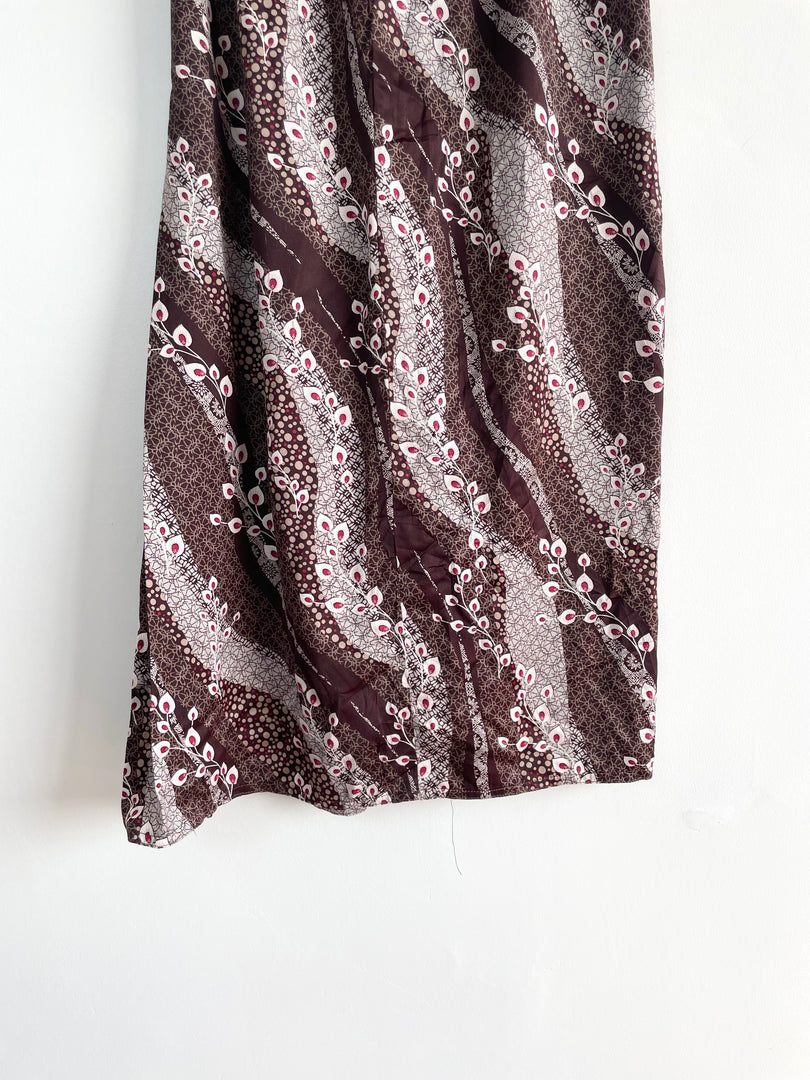 Grey&Brown Satin Skirt-Waist 24 to 26