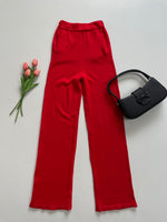 Load image into Gallery viewer, Red Warm pants-waist 24 to 28
