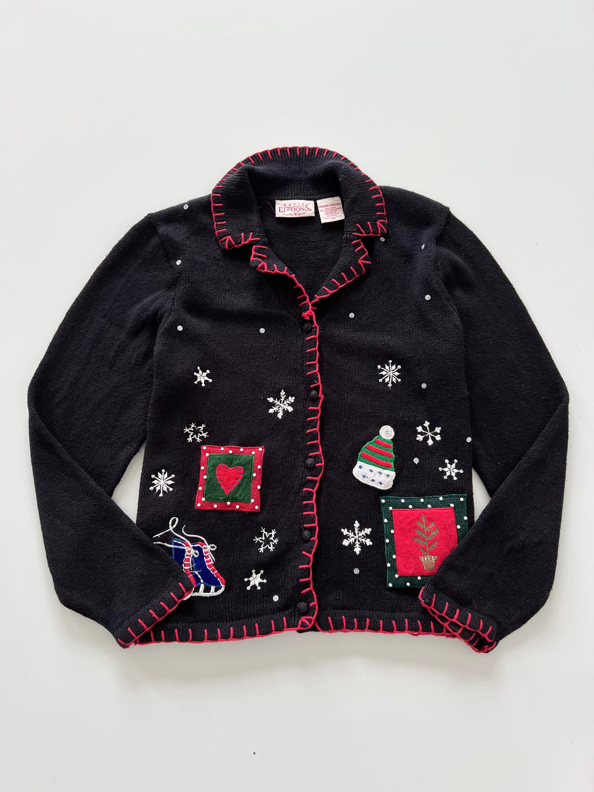 Editions Embroidered Christmas Cardigan Sweater-Bust 44