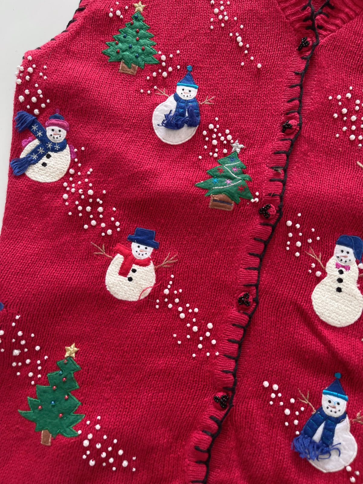 Studio Embroidered Christmas Vest Sweater-Bust 56