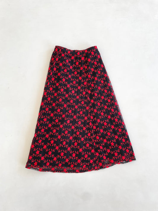 Embroidered Semi Sheer Skirt-Waist 32 to 36