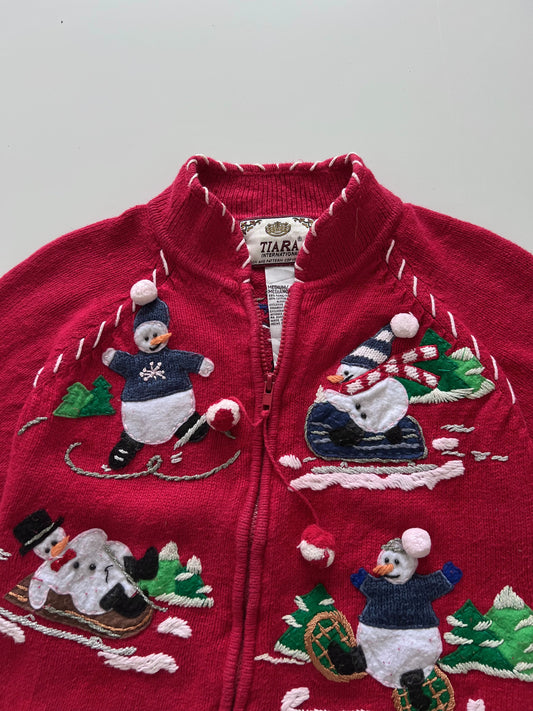 Tiara Christmas Embroidered Sweater Zipper-Bust 44