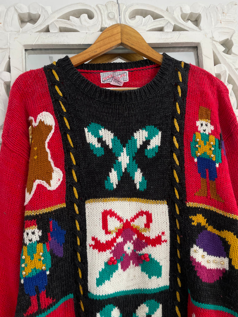 Embroidered Christmas Sweater-Bust 44