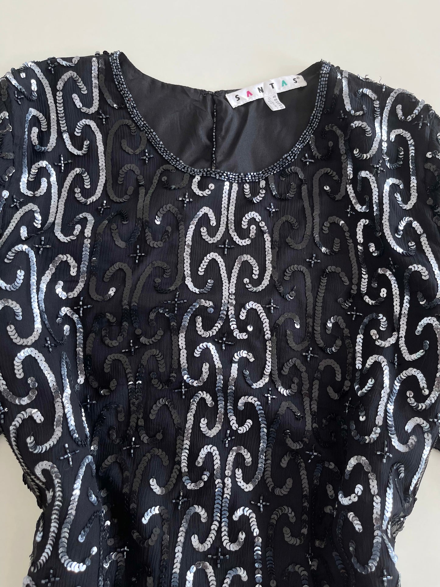 Santas Heavily Embroidered 100% Silk Top-Bust 48