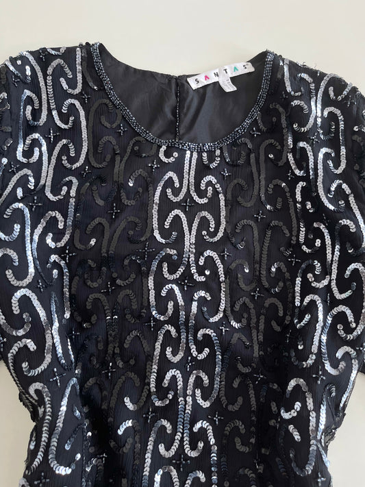 Santas Heavily Embroidered 100% Silk Top-Bust 48
