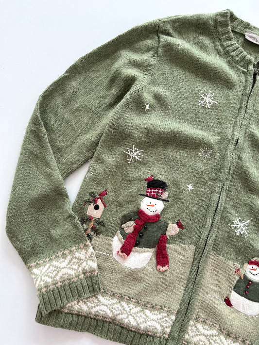 Croft&Barrow Embroidered Christmas Zipper Sweater-Bust 46
