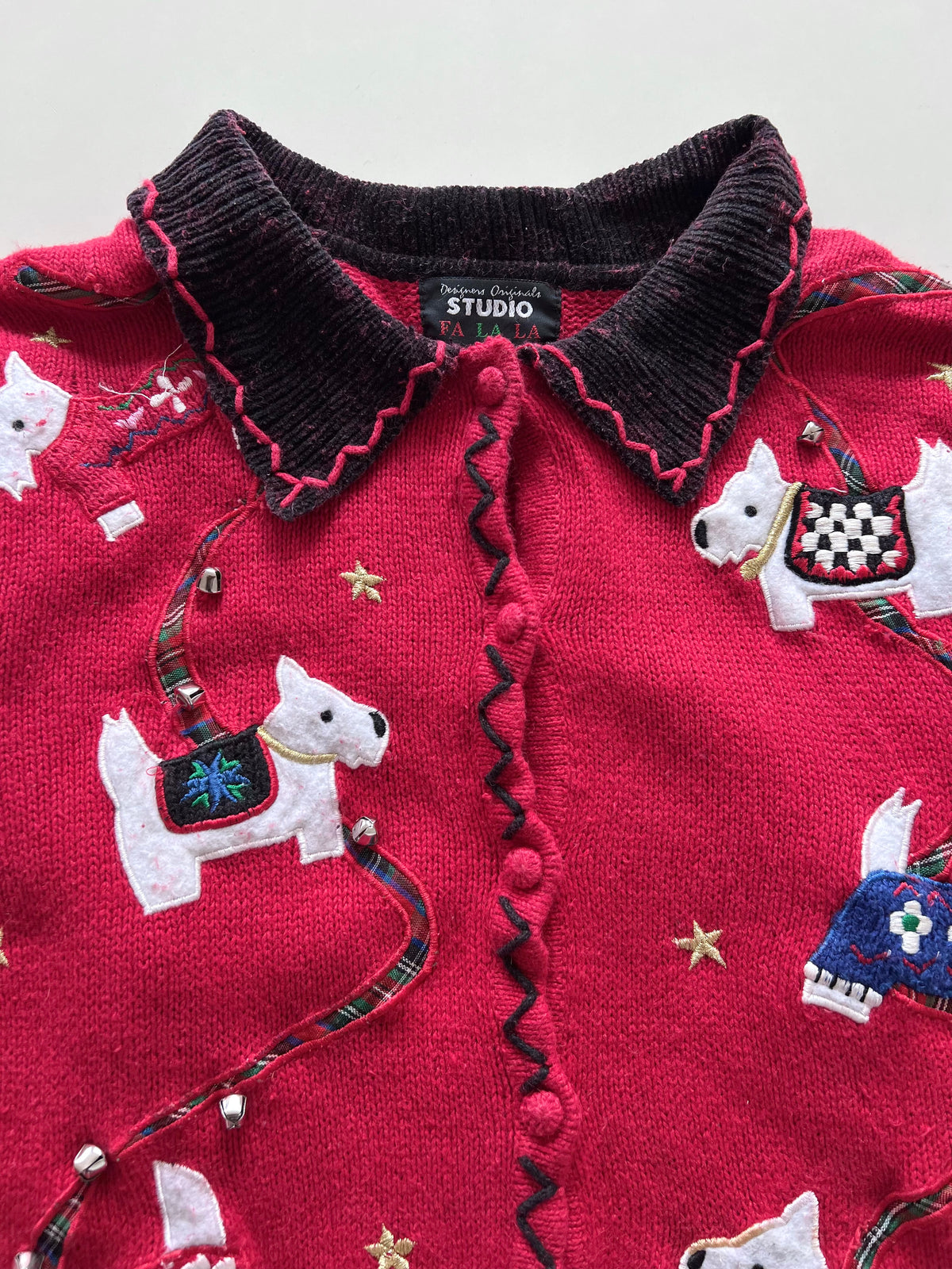 Studio Fa La La Embroidered Christmas Cardigan Sweater-Bust 46