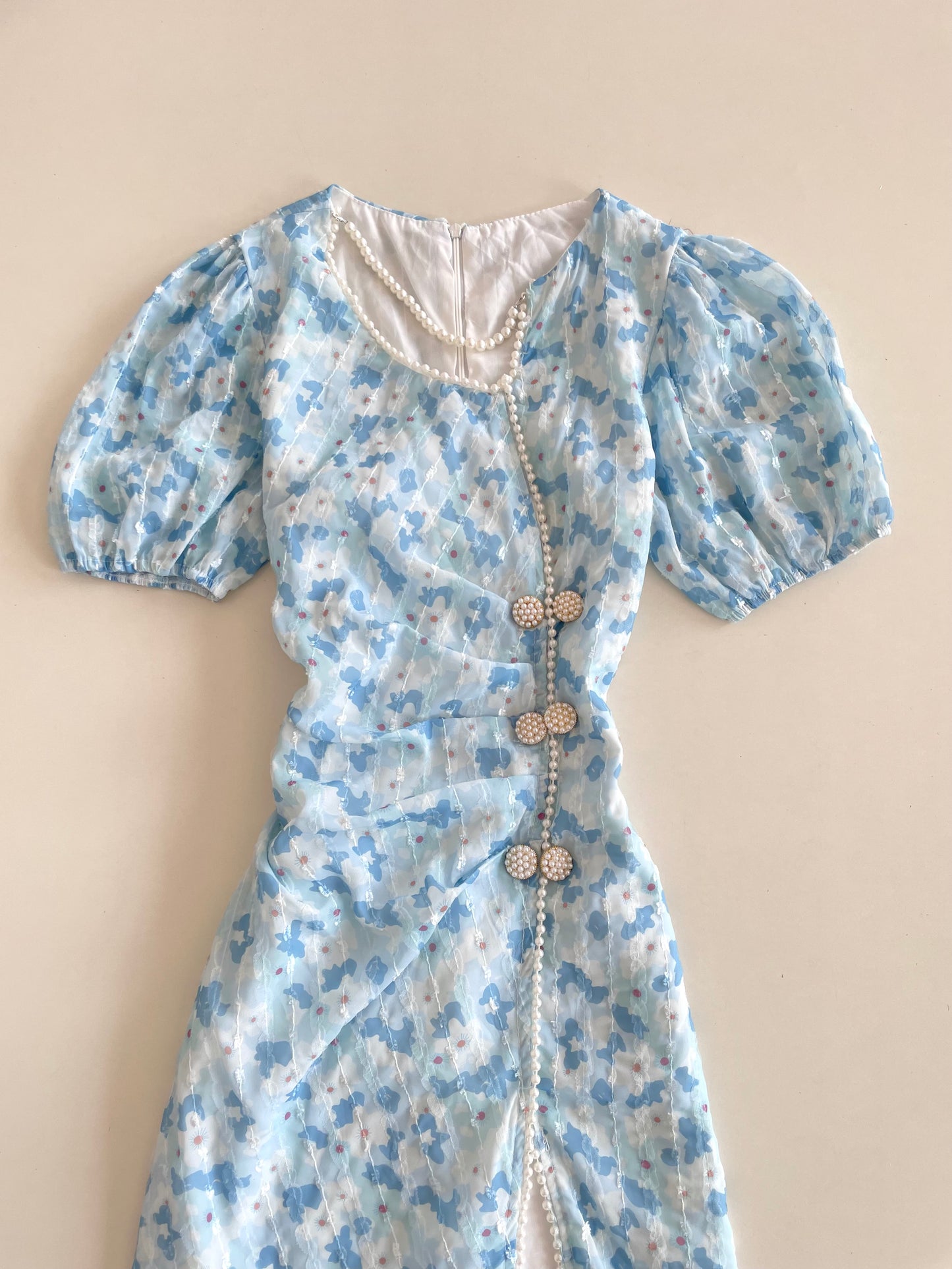 Korean Vintage Pearl Dress-Bust 32