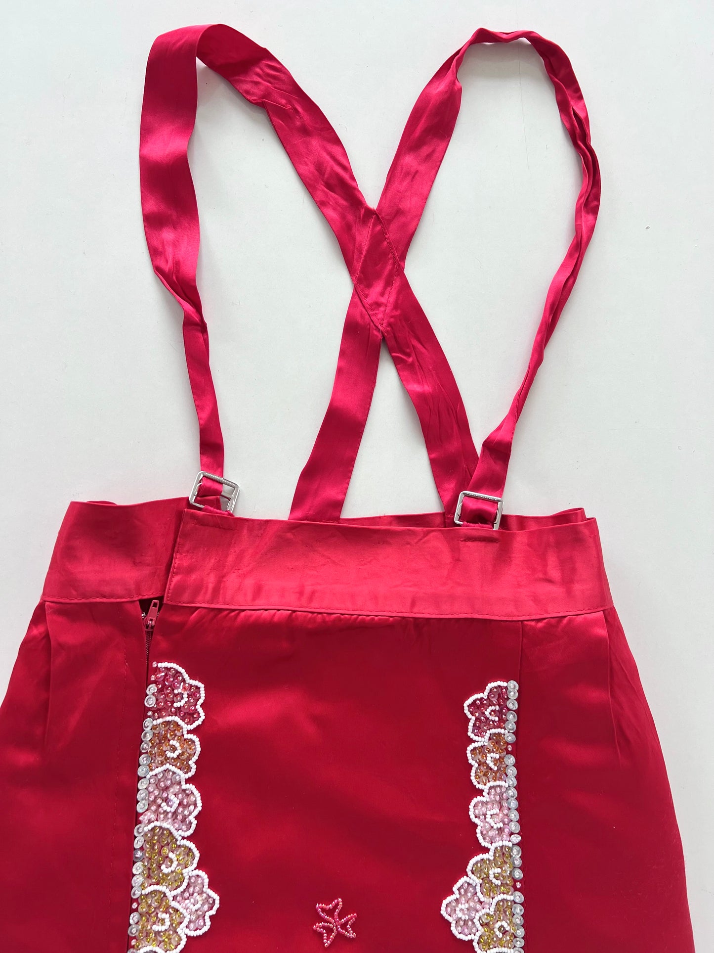 Heavily Hand Embroidered Skirt With Removable Galaces-Waist 32