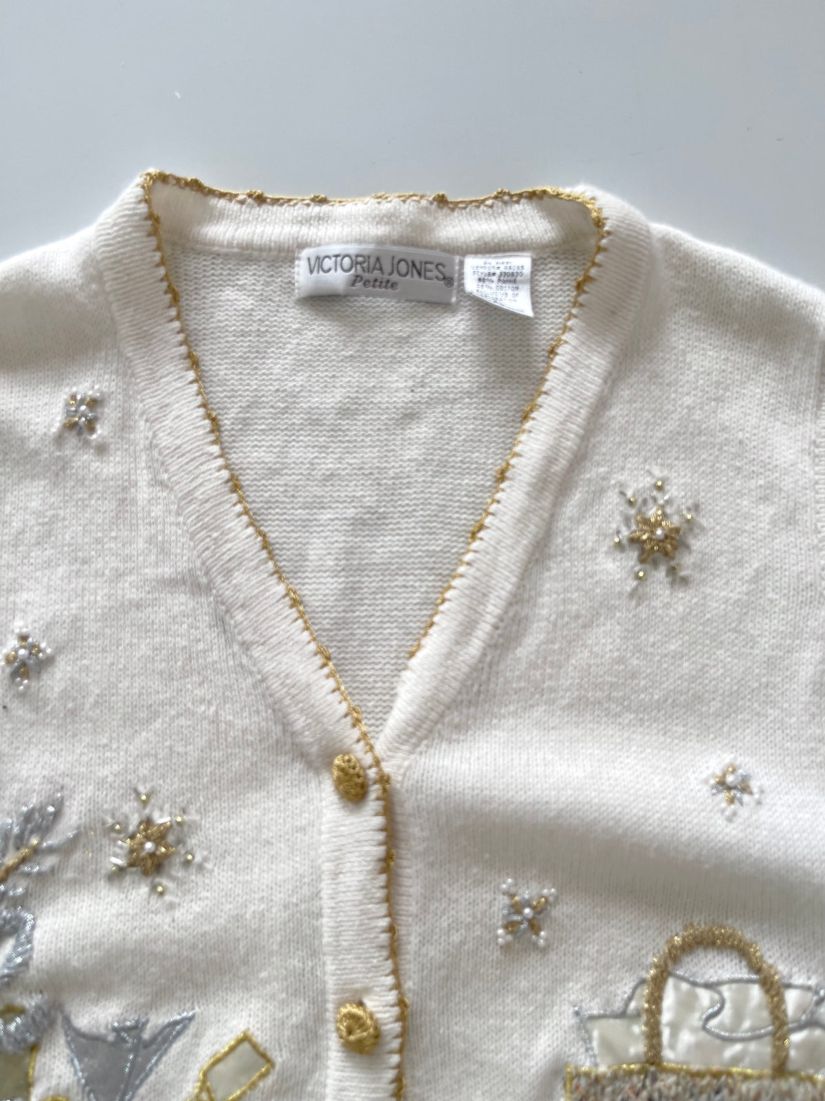 Victoria Jones Embroidered Christmas Vest Sweater-Bust 44