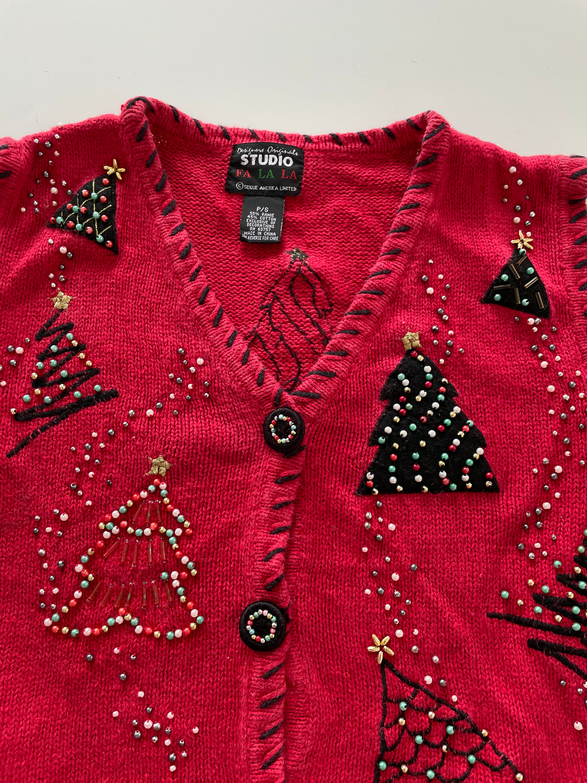 Studio Christmas Embroidered Vest Sweater-Bust 38