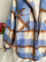 Load image into Gallery viewer, BLUE CHECKERED SHACKET - BUST 50
