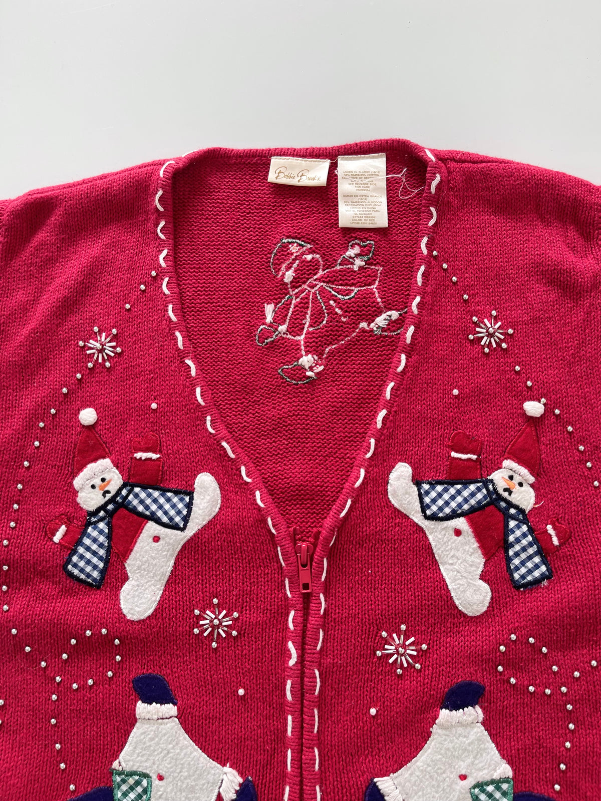 Bobbie Brooks Embroidered Christmas Vest Sweater-Bust 46