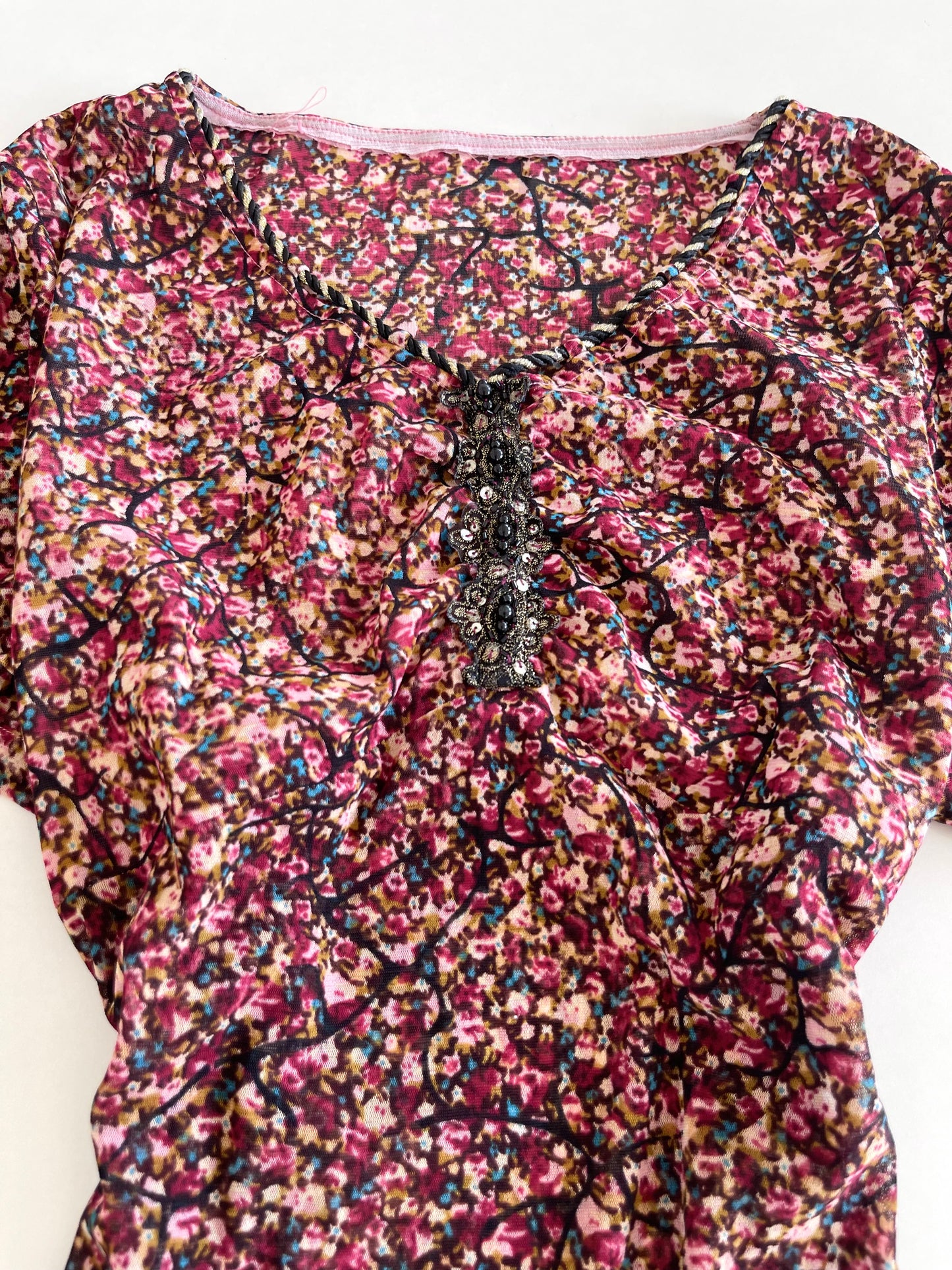 Vintage Embroidered Sheer Top-Bust 40