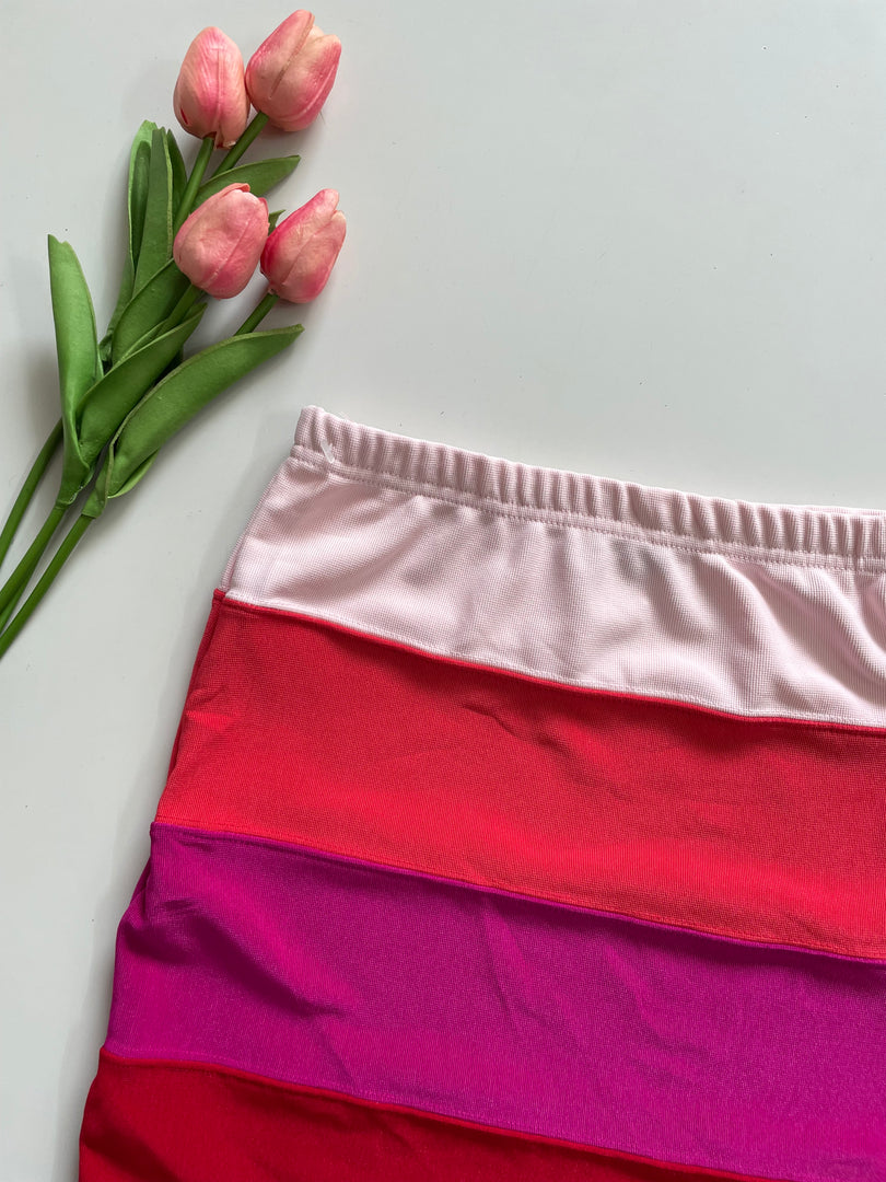 RUE21 PINK & RED SHADES SKIRT - WAIST 28 TO 30