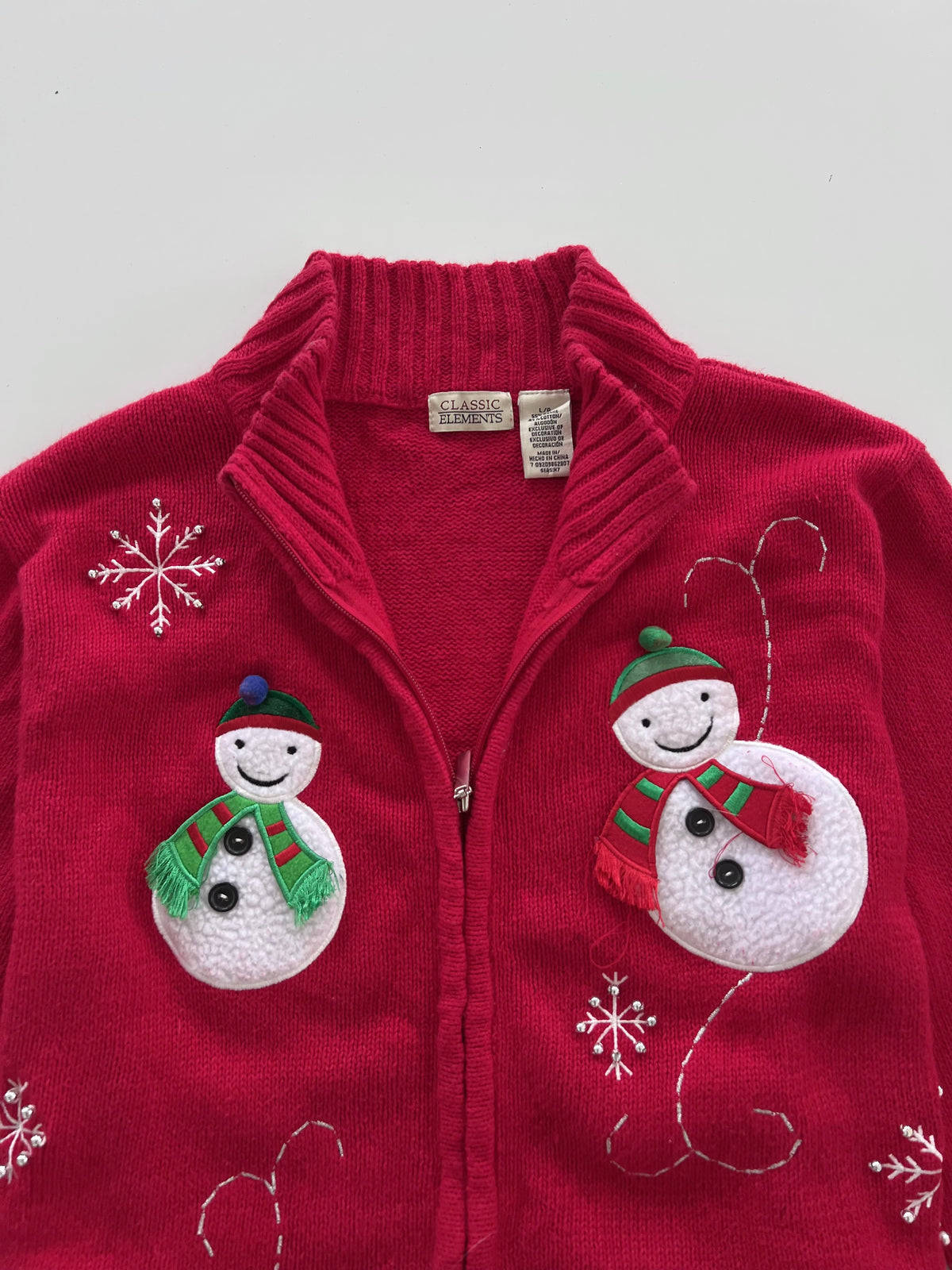 Classic Elements Christmas Zip Up Sweater-Bust 42