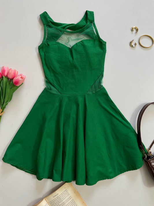 Sweetheart Neck Green Dress-Bust 30 to 32