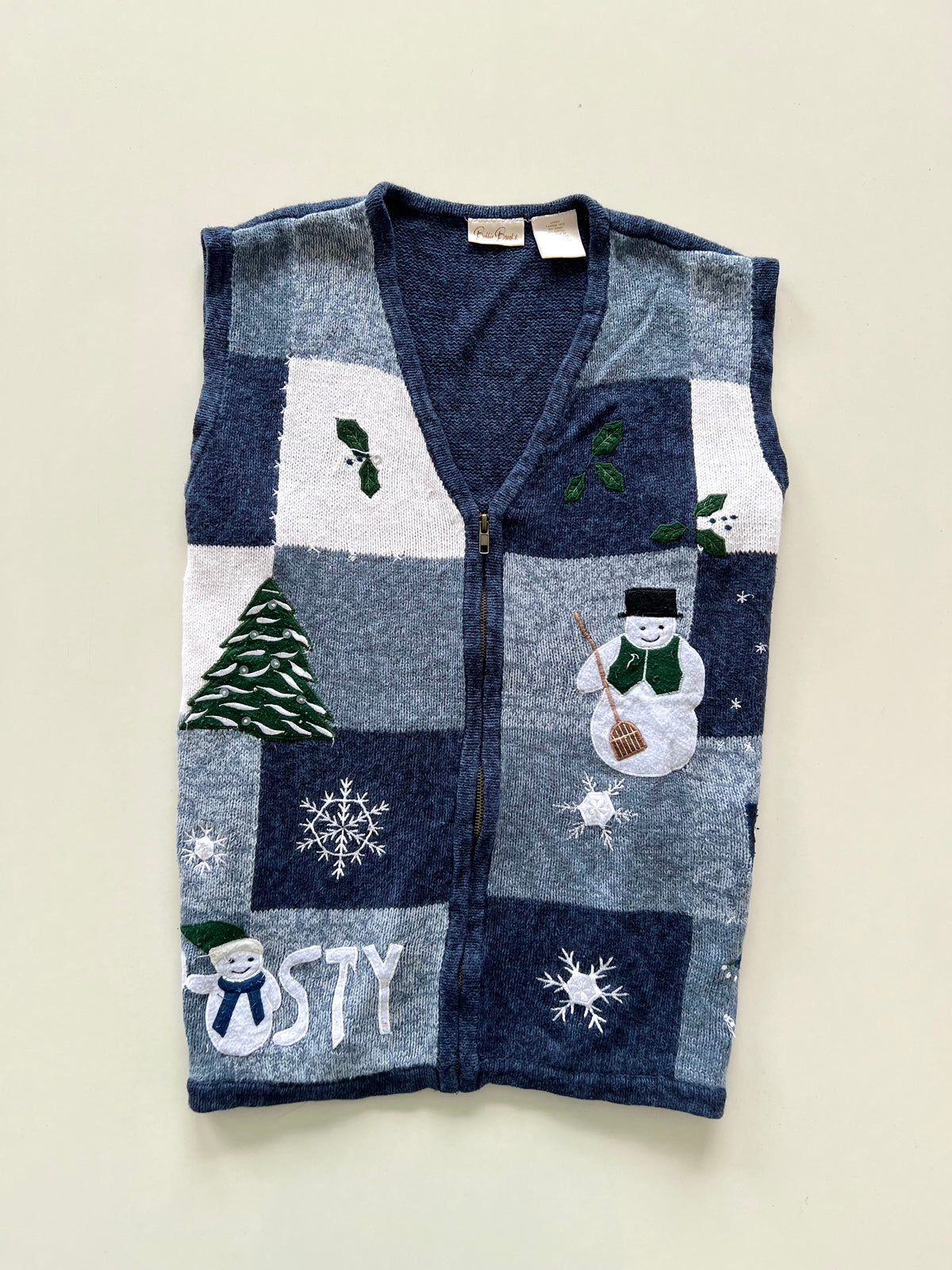 Bobbie Brooks Embroidered Christmas Vest Sweater-Bust 48