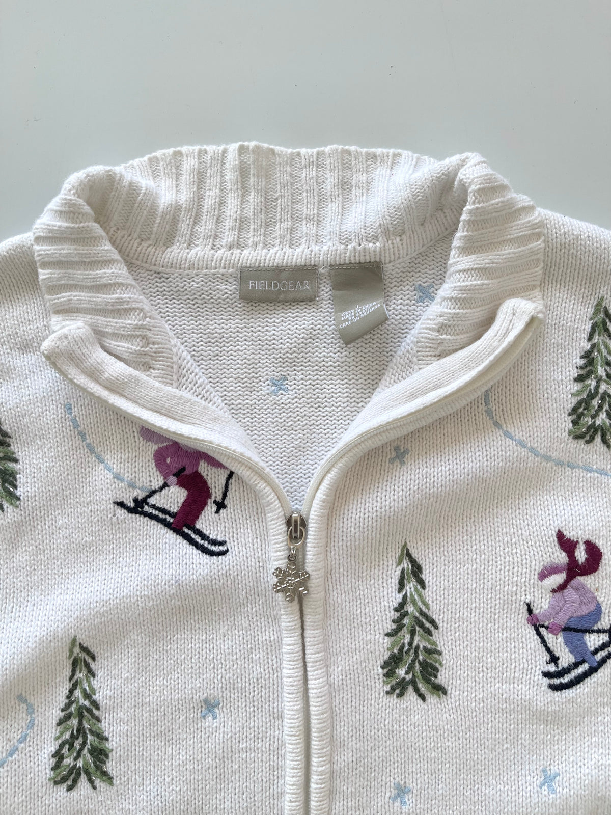 Fleldgear Christmas Embroidered Zipper Sweater-Bust 44