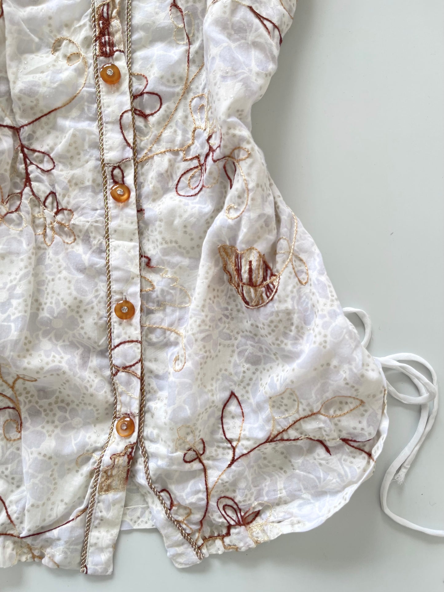 Chiau Ling Lung Embroidered Sheer Shirt-Bust 38