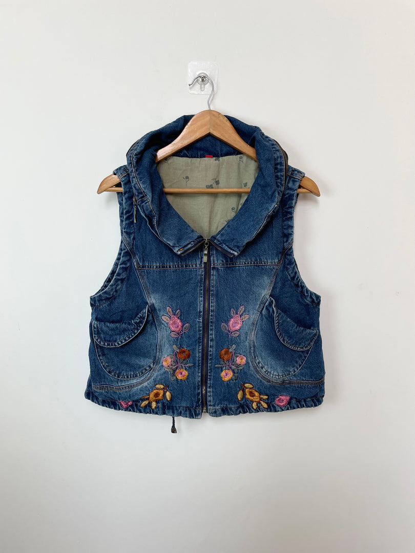 Embroidered Denim Vest-Bust 38