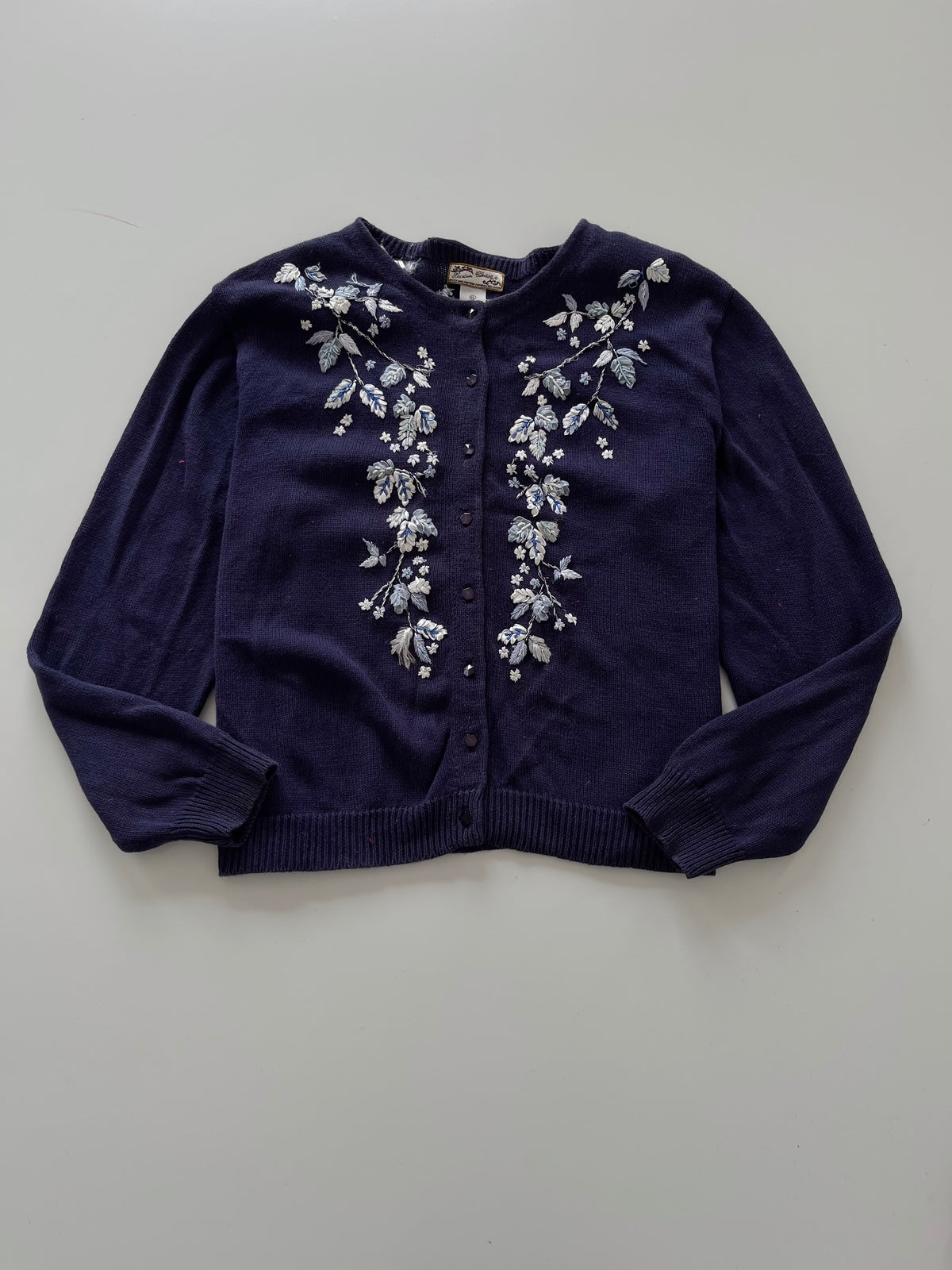 Heirloom Collectibles Hand Embroidered Cardigan Sweater-Bust 48