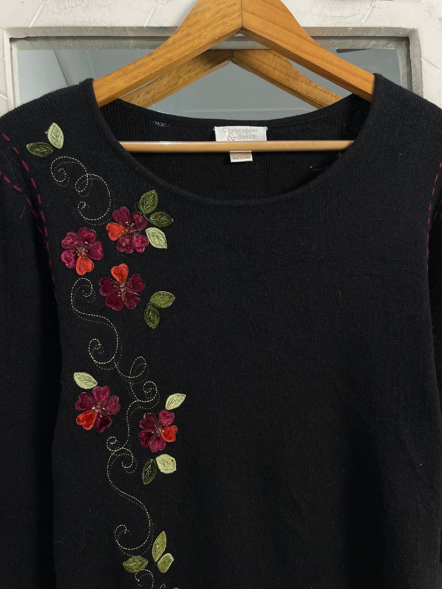 Christopher&Banks Embroidered Sweater-Bust 36