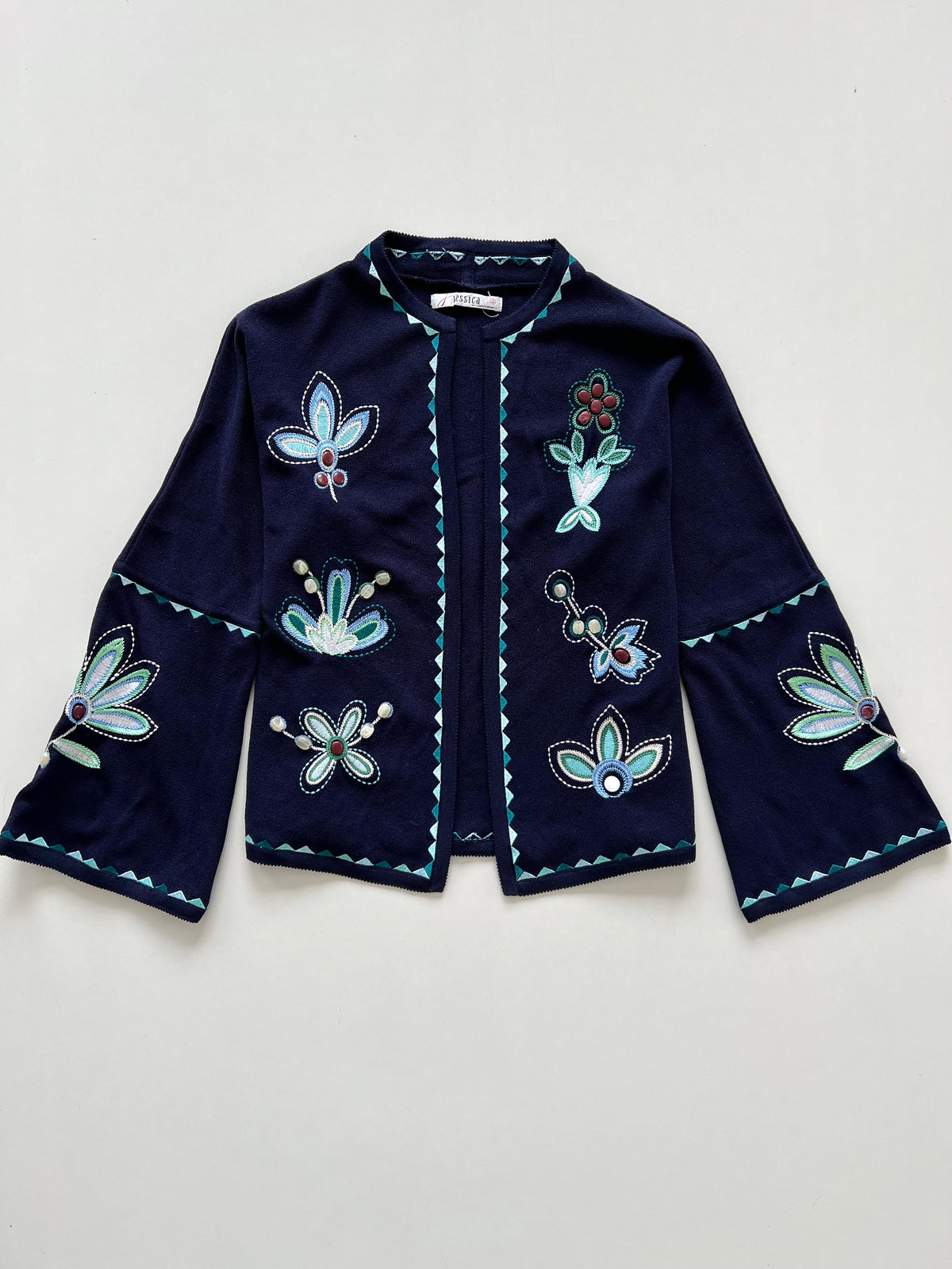 Jessica Embroidered Sweater Shrug-Bust 40