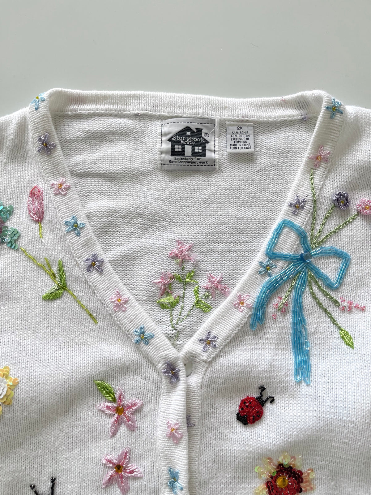 Storybook Knits Hand Embroidered Cardigan Sweater-Bust 52