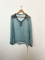 Nile Atelier Vintage Silk Sheer Top-Bust 40