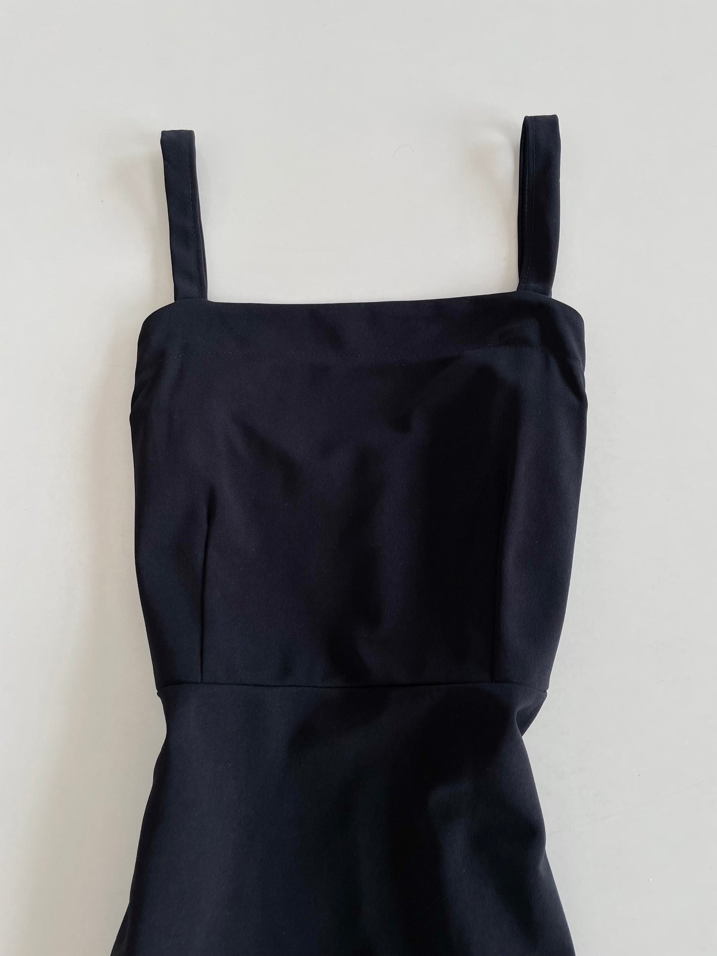 Square Neck Solid Black Dress -Bust 34