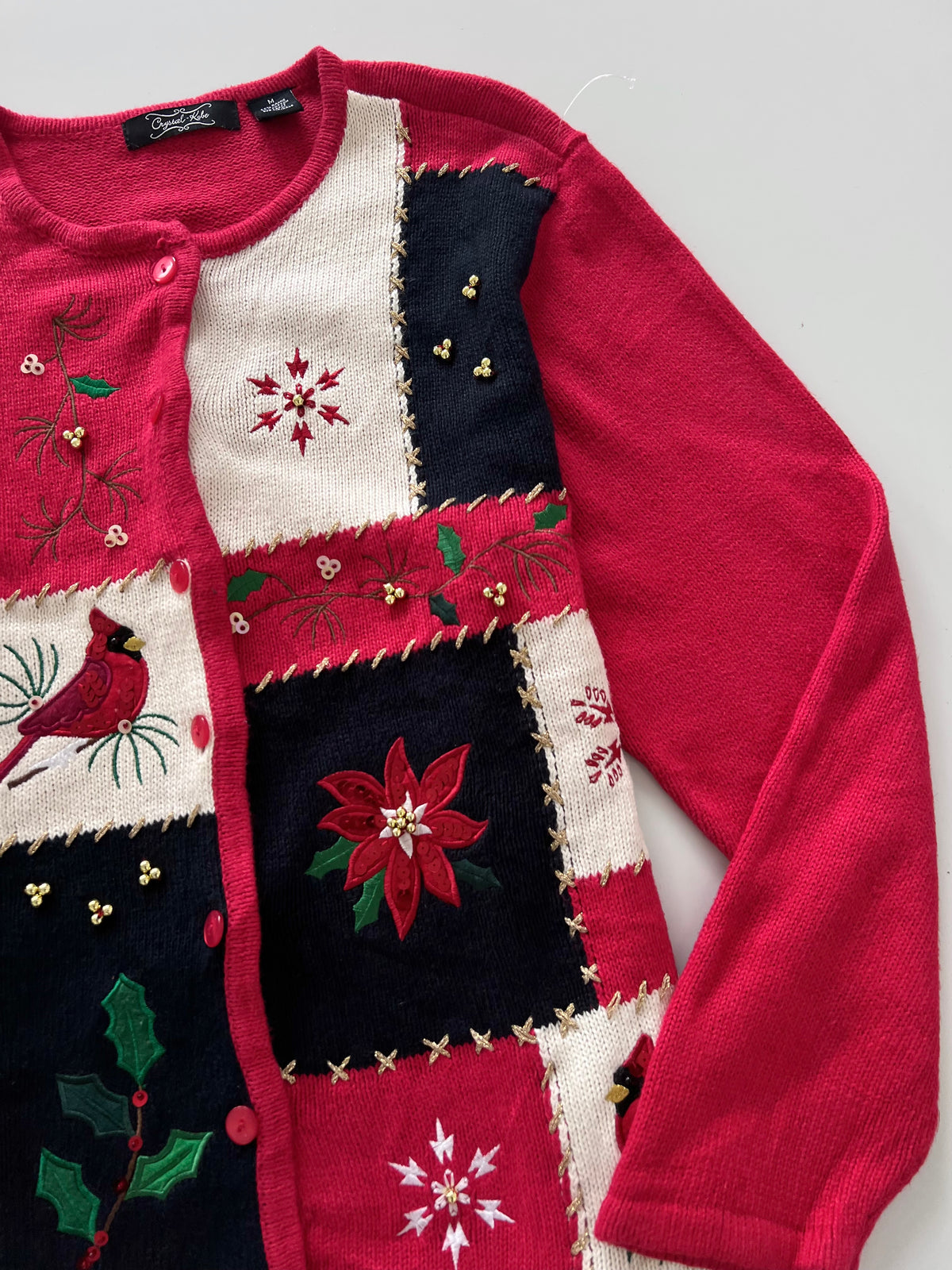 Crystal Kobe Embroidered Christmas Cardigan Sweater-Bust 44