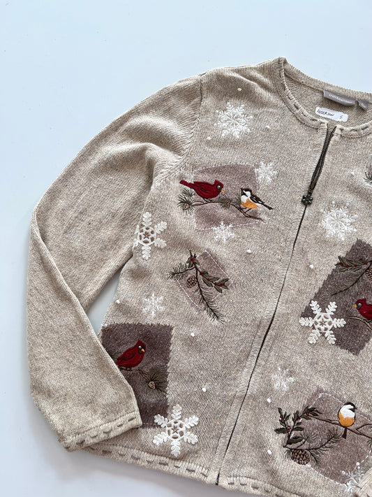 Croft&Barrow Embroidered Zipper Sweater-Bust 46