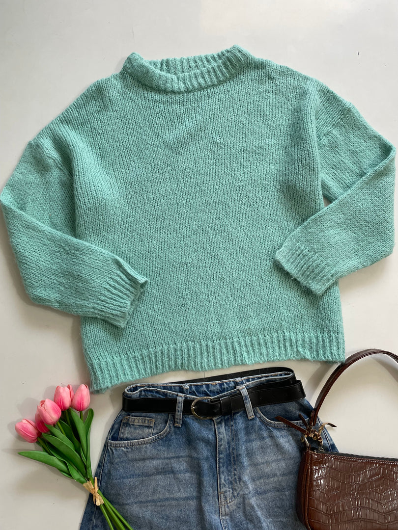 Sea Green Soft Chunky Sweater-Bust 48