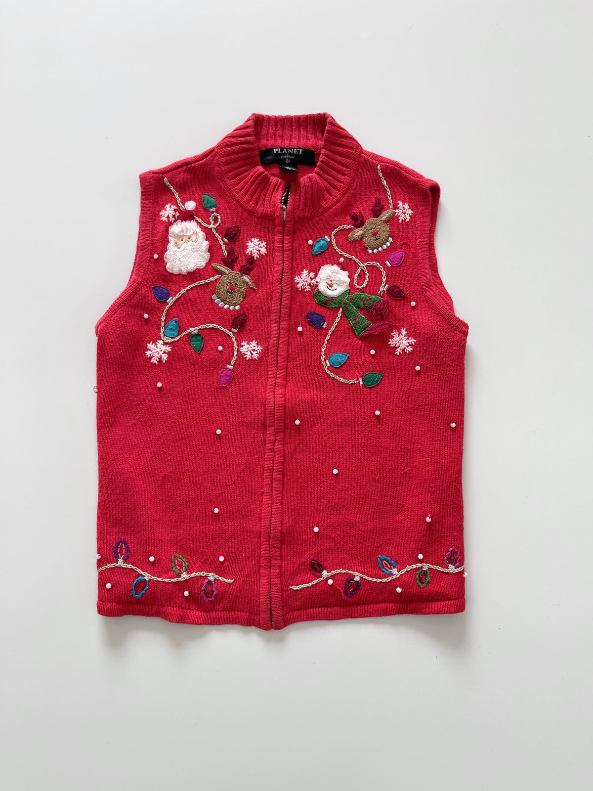 Planet&Company Embroidered Christmas Vest Sweater-Bust 44