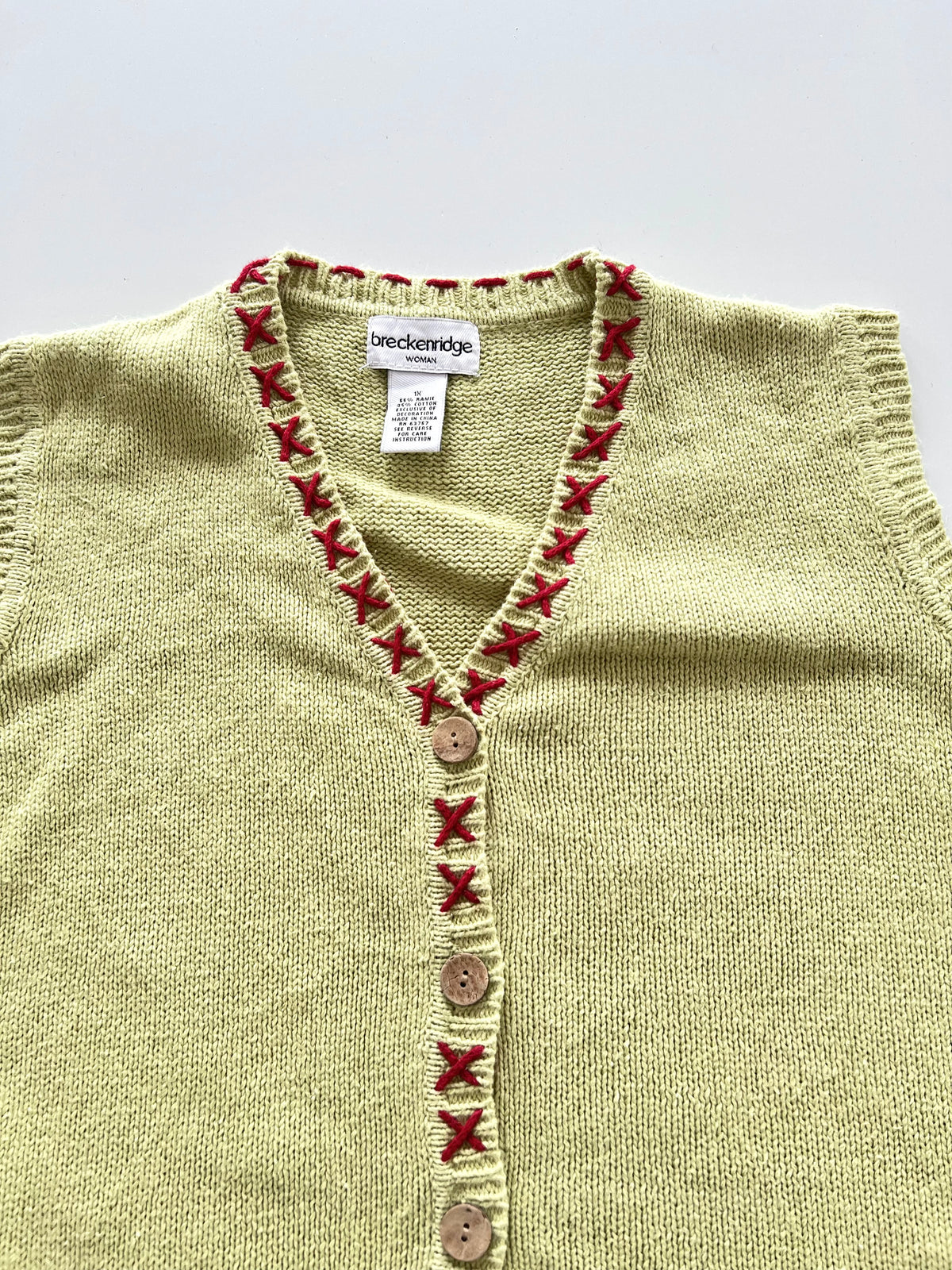 Brecknridge Embroidered Vest Sweater-Bust 50