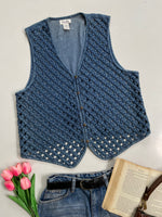 Load image into Gallery viewer, Van Huesen Cutout Denim Waistcoat-Bust 40
